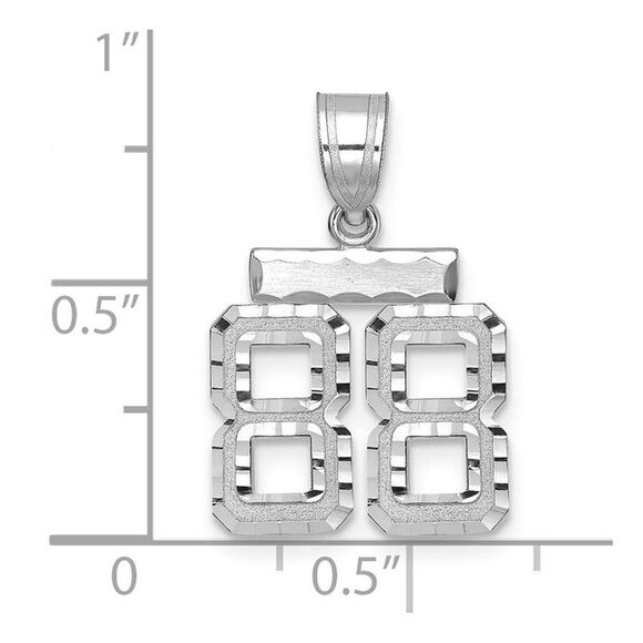 14k White Gold, Varsity Collection, Small D/C Pendant, Number 88 - Picture 2 of 3